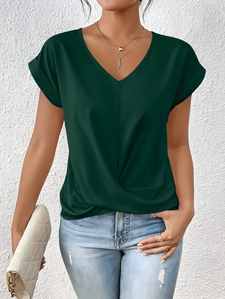 Sandra | Elegant Twist-Front V-Neck Top