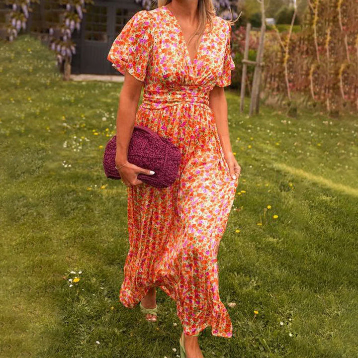 Emily | Classic V-Neck Floral Dress