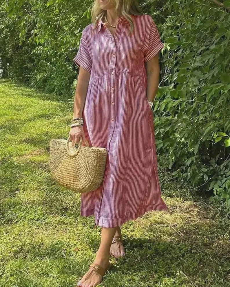 Maggie | Casual Stripe Midi Dress