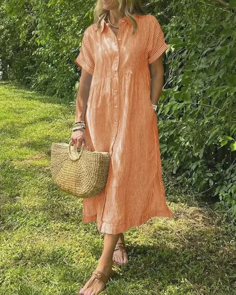 Maggie | Casual Stripe Midi Dress